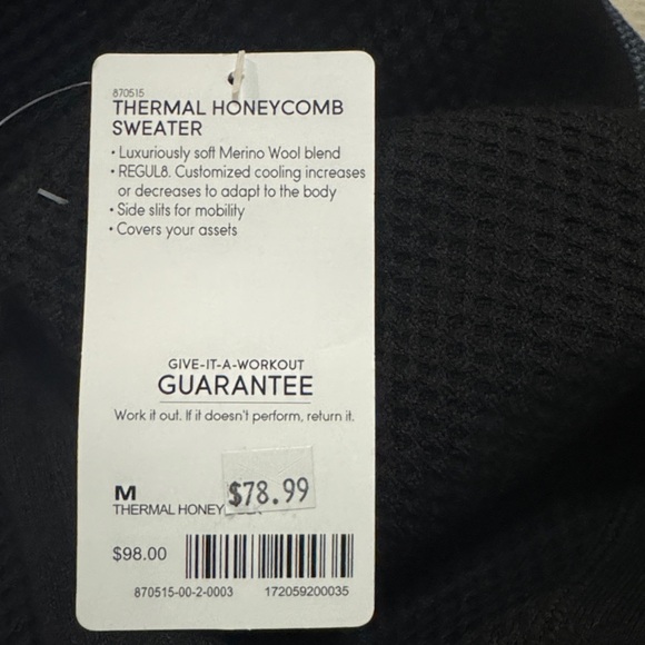 NWT Athleta Black Thermal Honeycomb Sweater M - Picture 5 of 6